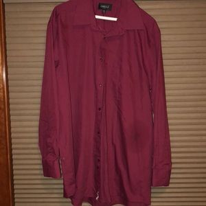 Maroon omega long sleeve button down shirt